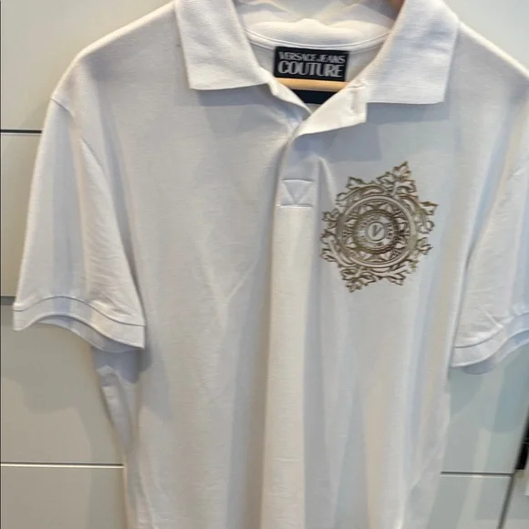 Versace Jeans Collection White and Gold Polo Shirt - Picture 2 of 7